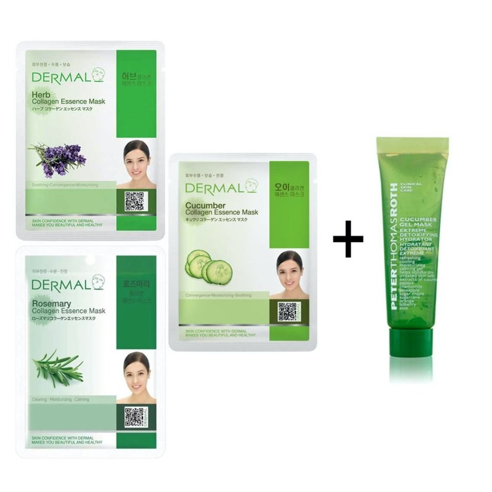 Skincare Bundle Peter Thomas Roth Cucumber Gel Mask + 3 Collagen Sheet Masks